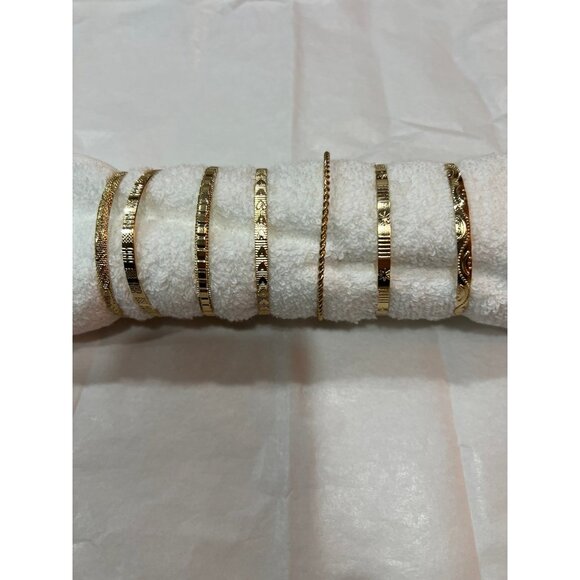 Gold Tone Stackable Bangle Bracelets - Picture 7 of 7